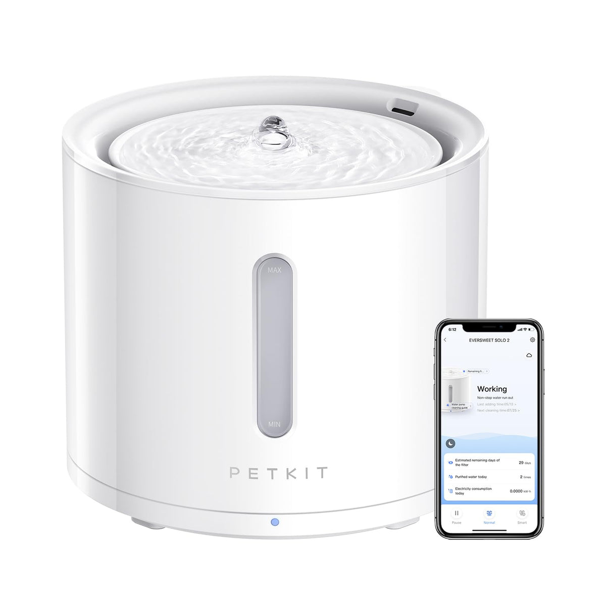 PETKIT EVERSWEET Solo 2 visualization window clearly shows water level for easy monitoring and refills.