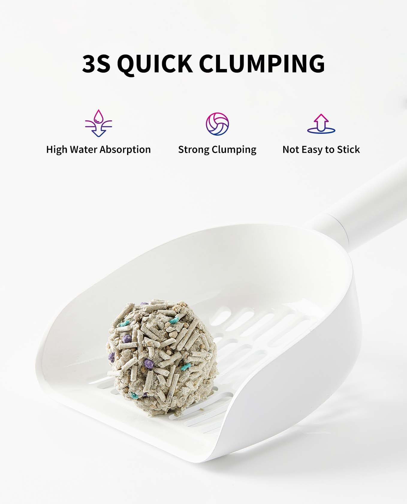 PETKIT Mixed Cat Litter flushable design shown for convenient disposal in toilets.