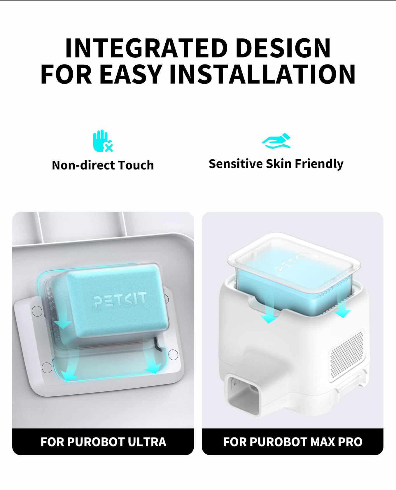 PETKIT N60 is shown with its easy installation and protective casing inside a PUROBOT.