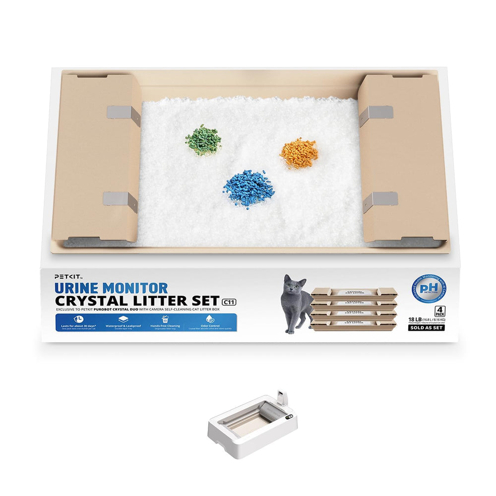 PETKIT PH crystal litter tray inside shows leak-proof design for mess-free setup.