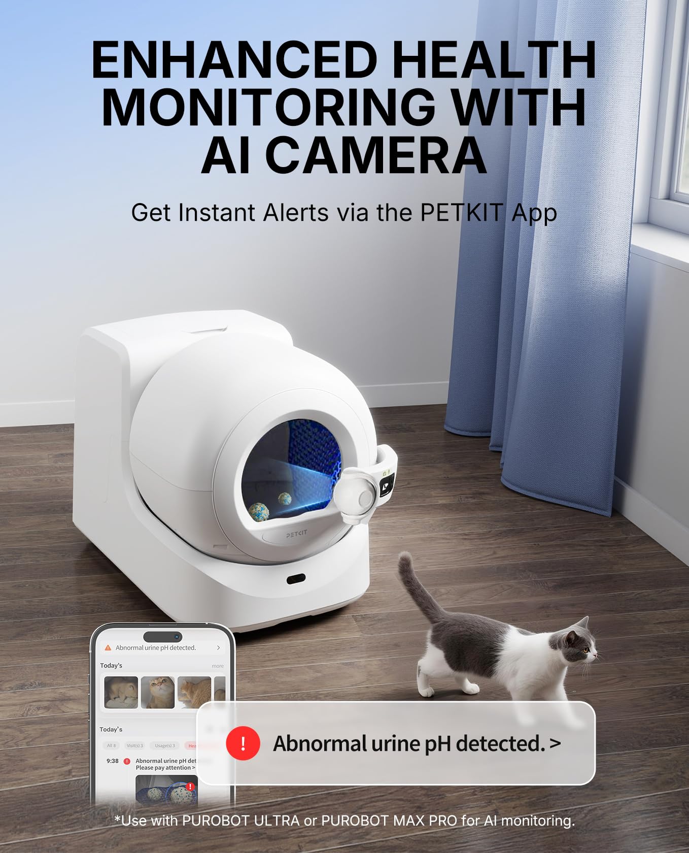 PETKIT pH detection color change signals urine pH for spotting changes