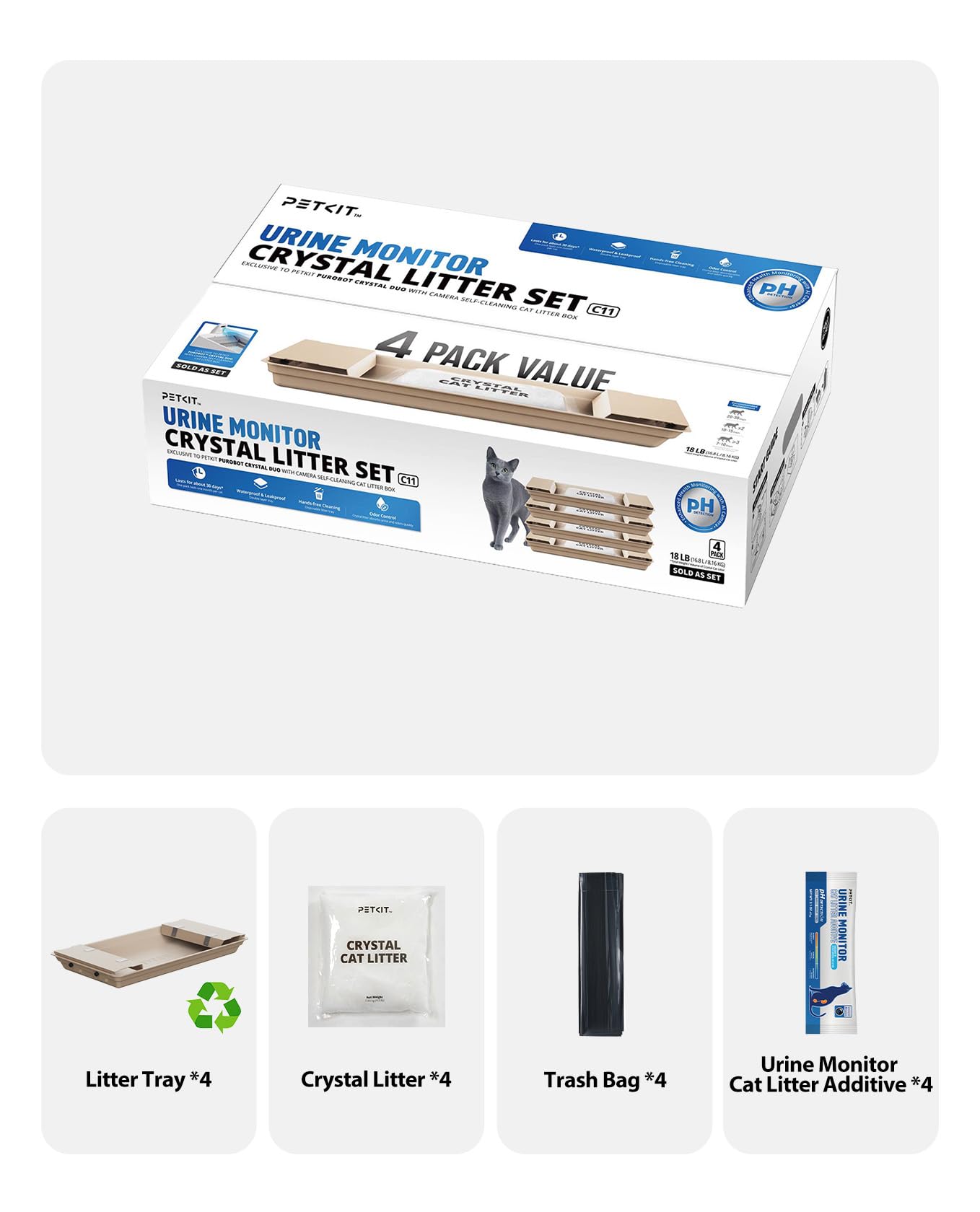 PETKIT PH disposable litter tray promotes easy disposal and quick cleanup.