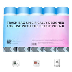 PETKIT PuraX waste bags rolls packaging highlight five-roll supply for replacements
