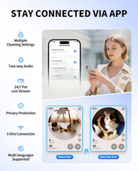 PETKIT Purobot Ultra AI camera view highlights precise cat recognition for personalized health insights.