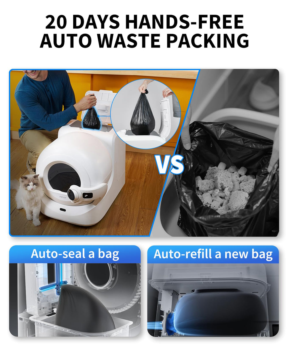 PETKIT Purobot Ultra odor-control system ensures quiet operation and a fresh home environment.