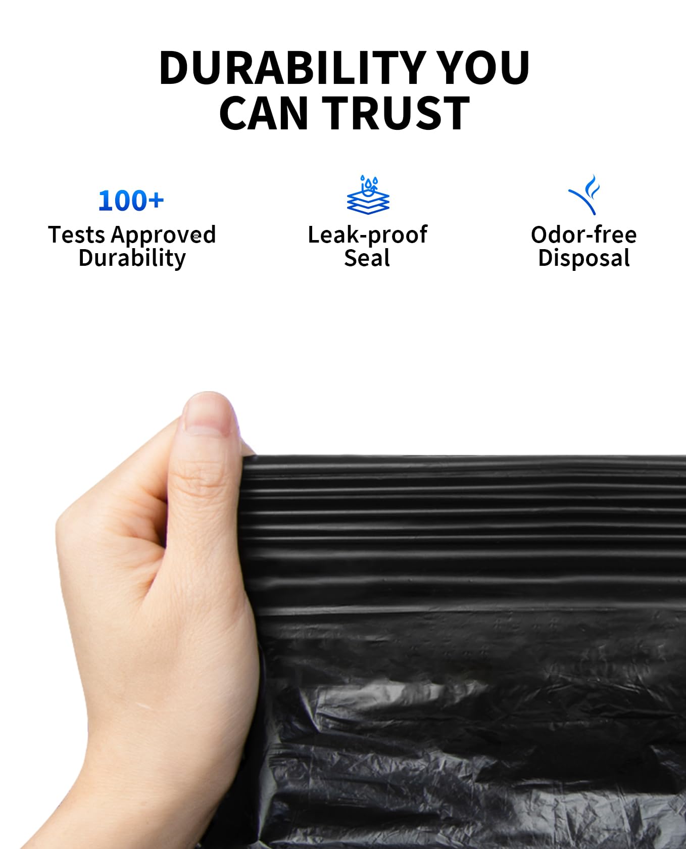 PETKIT Purobot Ultra trash bags demonstrate durable, leak-free waste sealing for odor control.
