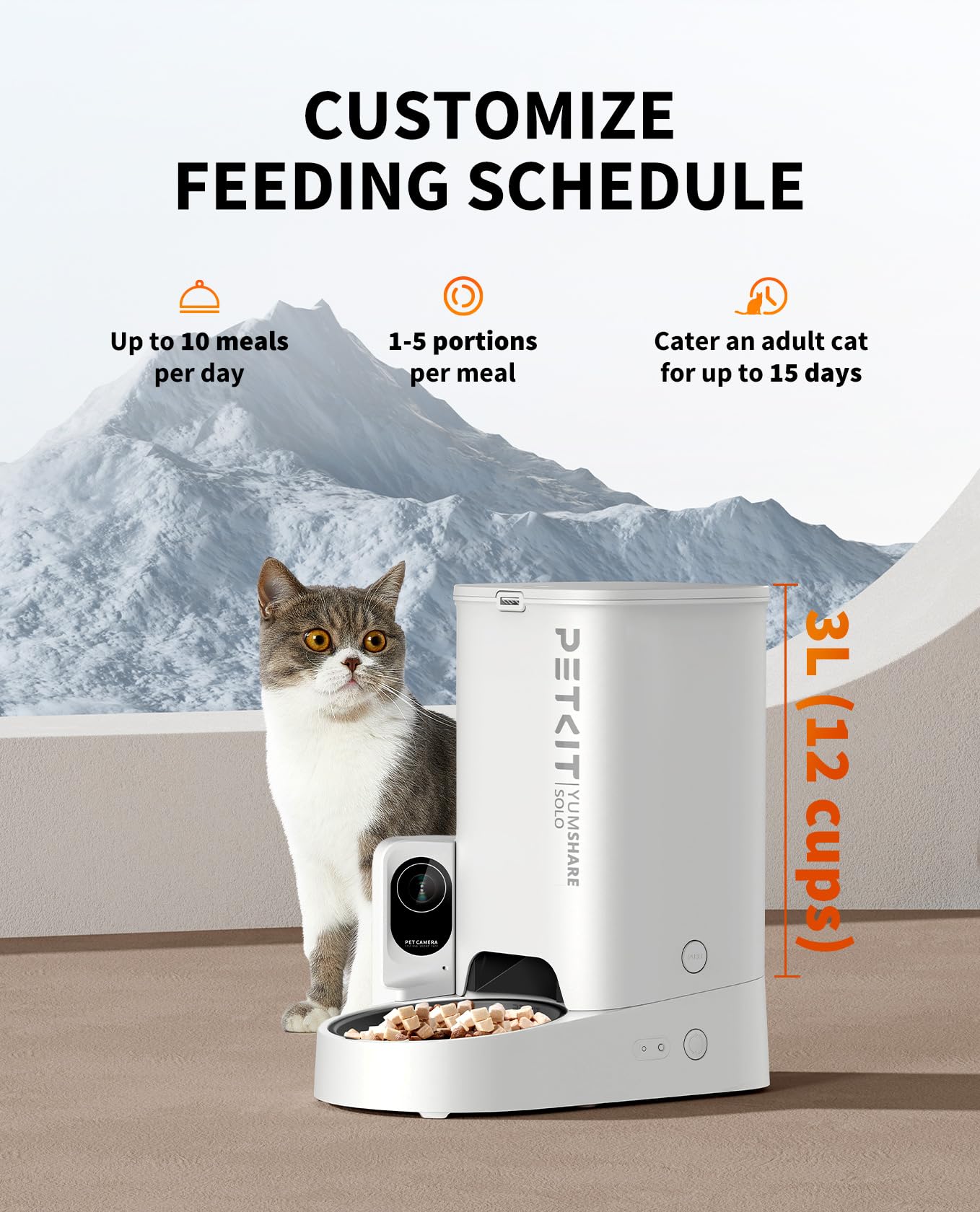 PETKIT freshness lock keeps kibble dry and tasty between feedings.