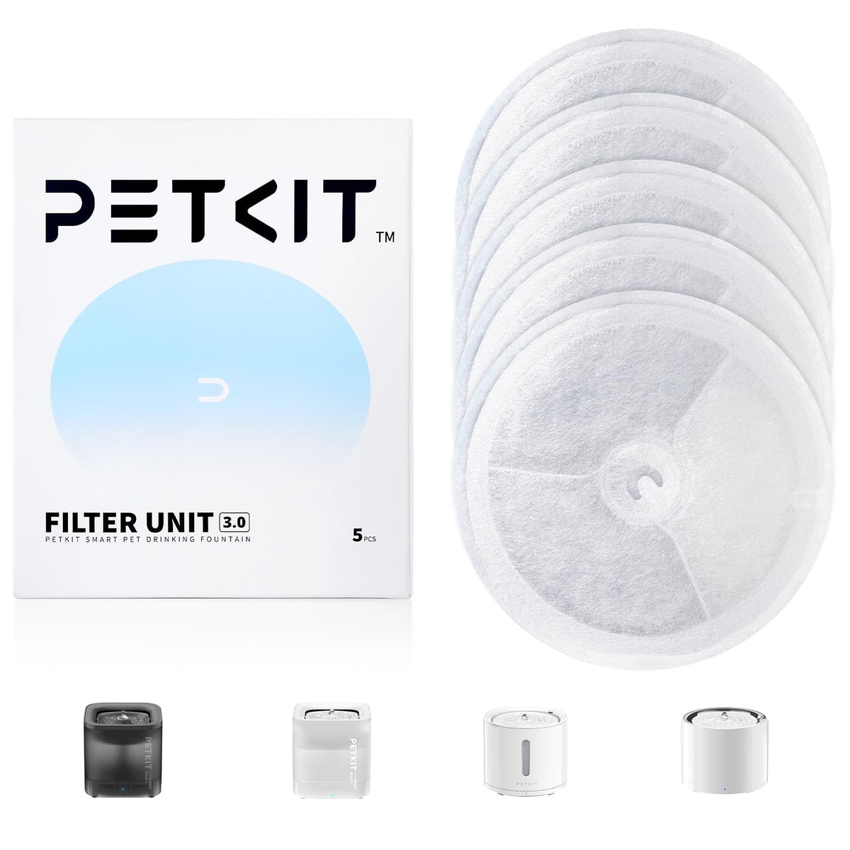PETKIT upgraded filter 3-0 front view highlighting premium materials for clean, fresh water.