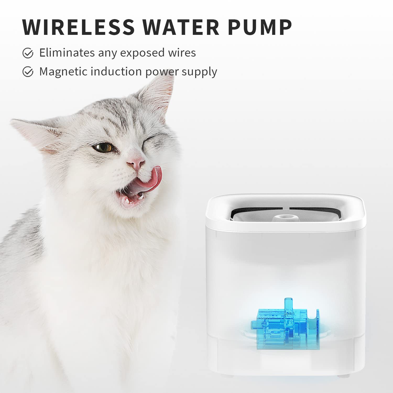 PETKIT fountain separable tank and base for easy refills and cleaning.
