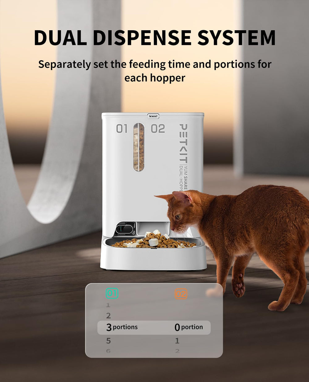 PETKIT YumShare two-way audio allows calling pets during mealtime.