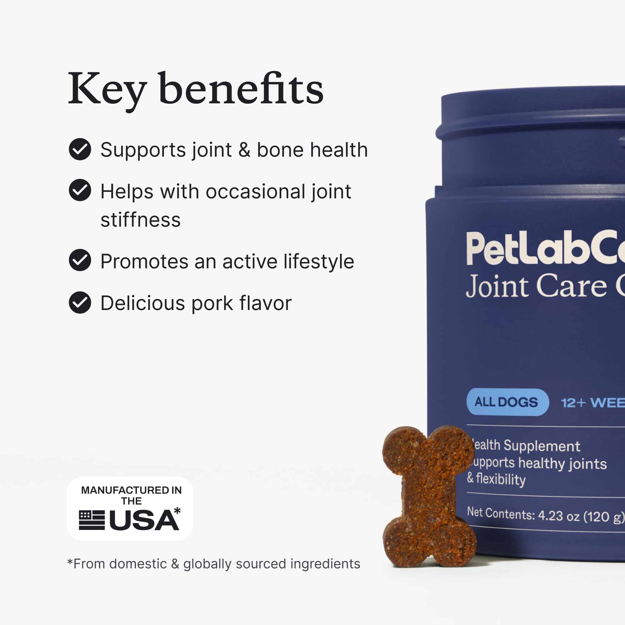 PetLab Co Joint Care Chews green-lipped mussels ingredient visual indicating joint support potential.