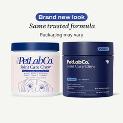 PetLab Co Joint Care Chews tub open with chews ready for mobility-friendly use.