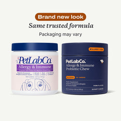 PetLab Co probiotics dogs bottle packaging image highlights quality sourcing and USA-made production