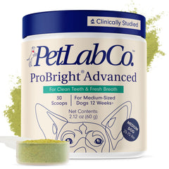 PetLab Co ProBright dental powder packaging variation demonstrates easy-to-use design