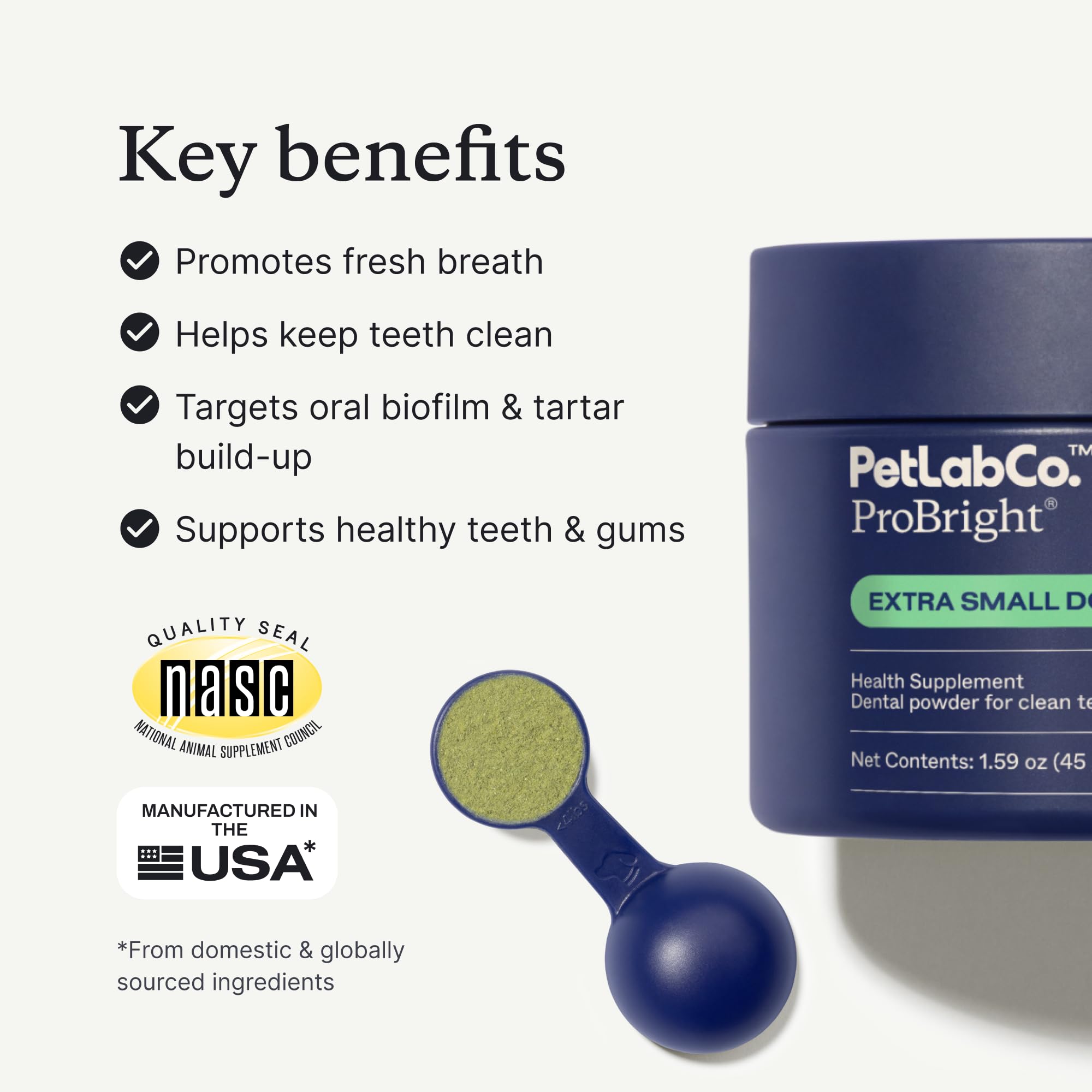 ProBright powder being sprinkled to support a tartar-friendly routine.