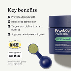 ProBright powder being sprinkled to support a tartar-friendly routine.
