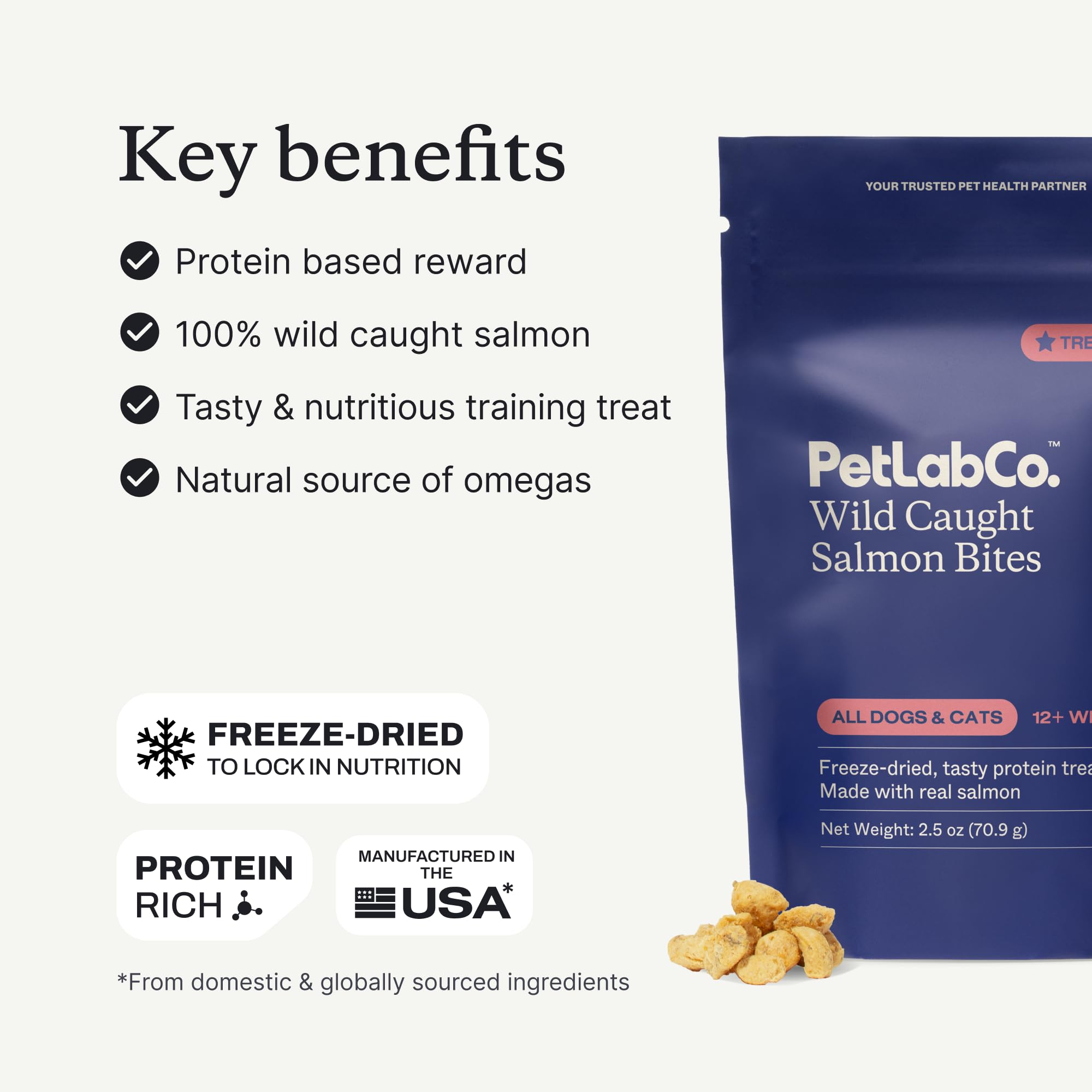PetLab Co. Salmon Bites paired with Probiotic Chews for a two-step routine