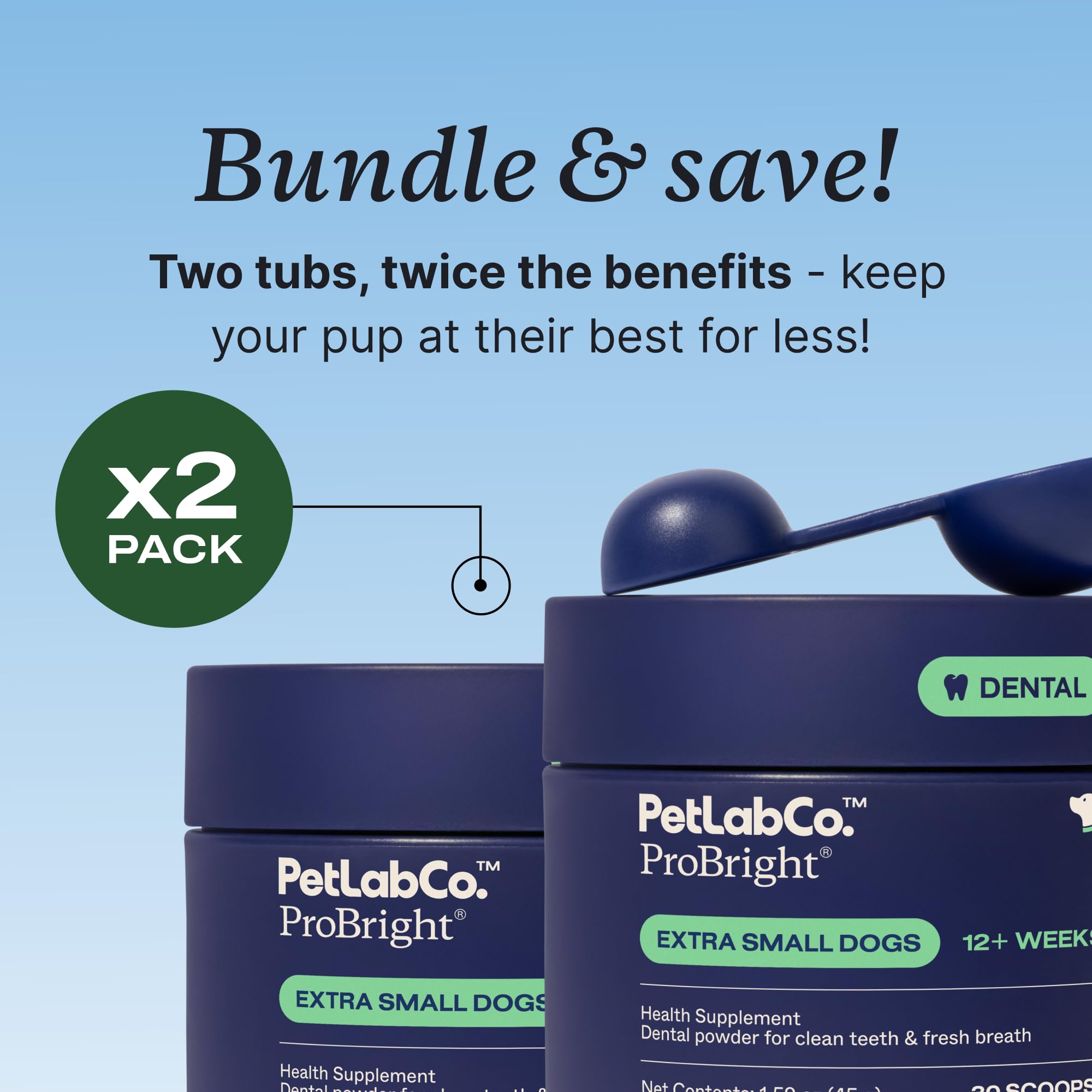 PetLab Co. ProBright pack-of-two packaging emphasizes value and ongoing daily care.