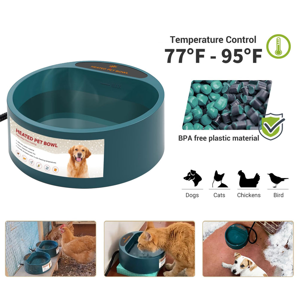 PETLESO 0.58-gallon capacity bowl fits multiple pets.