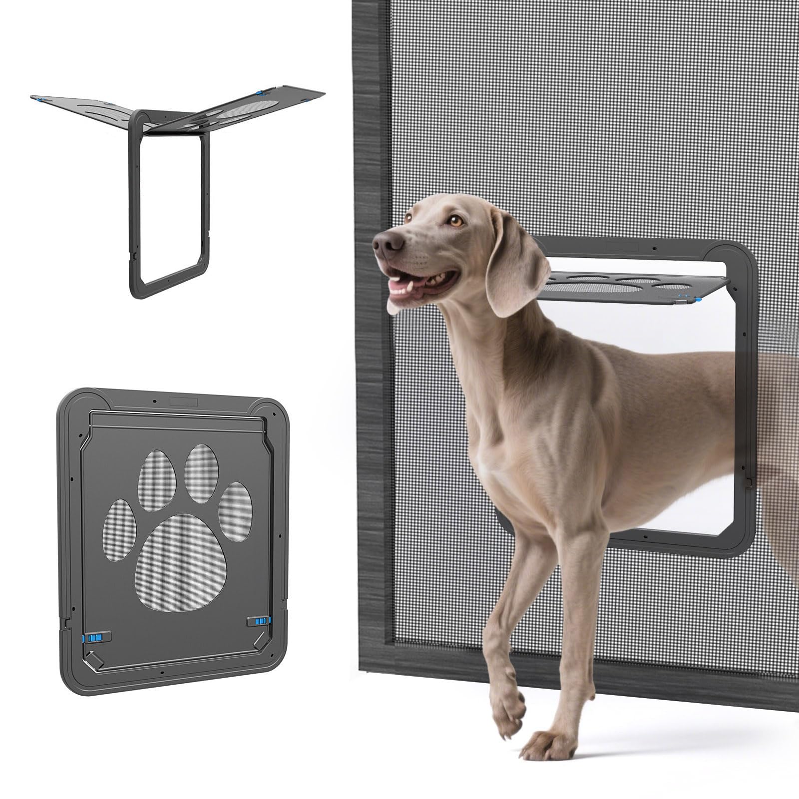 PETLESO dog door in-use view by window or balcony shows independent pet access.