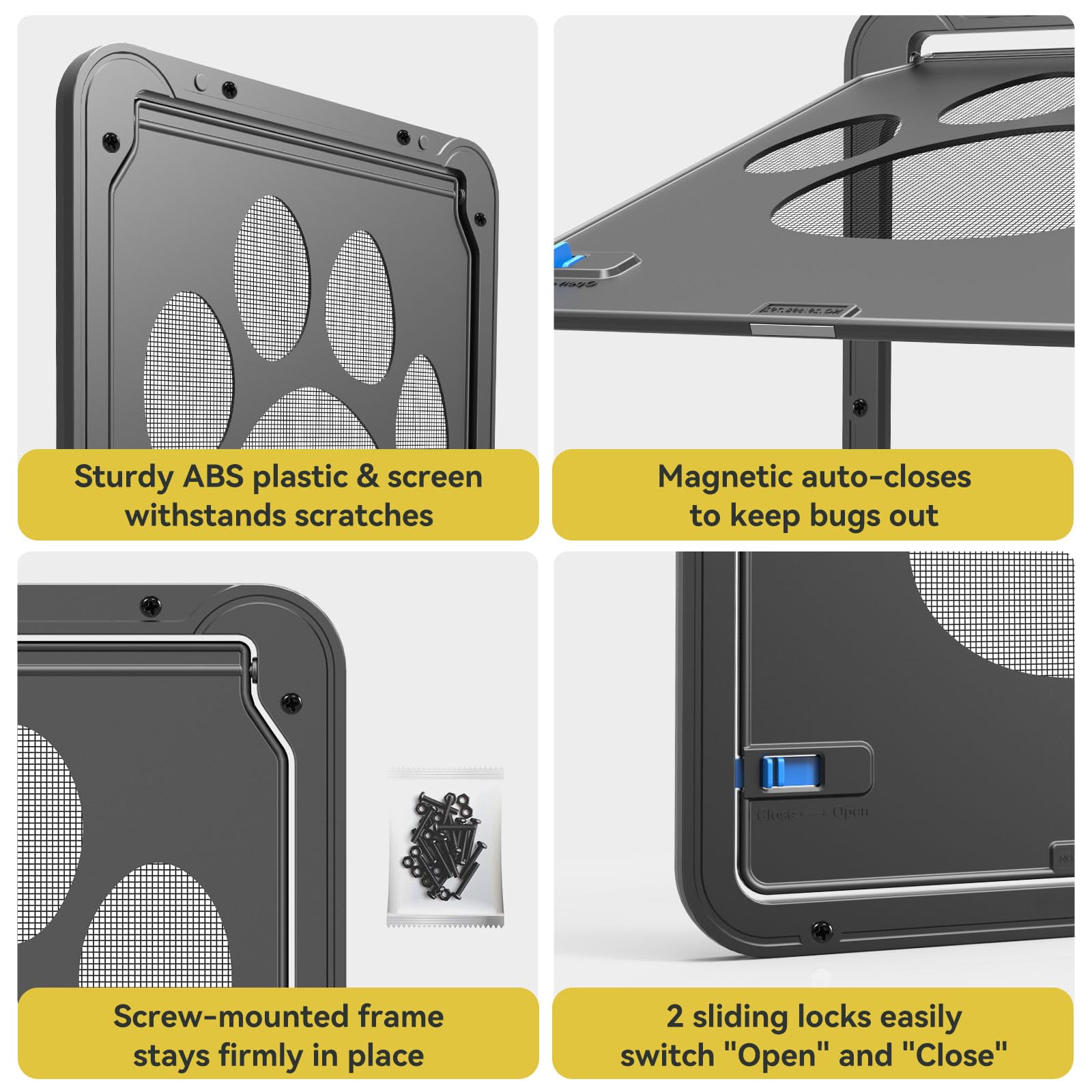 PETLESO dog door installation kit shown for quick setup.