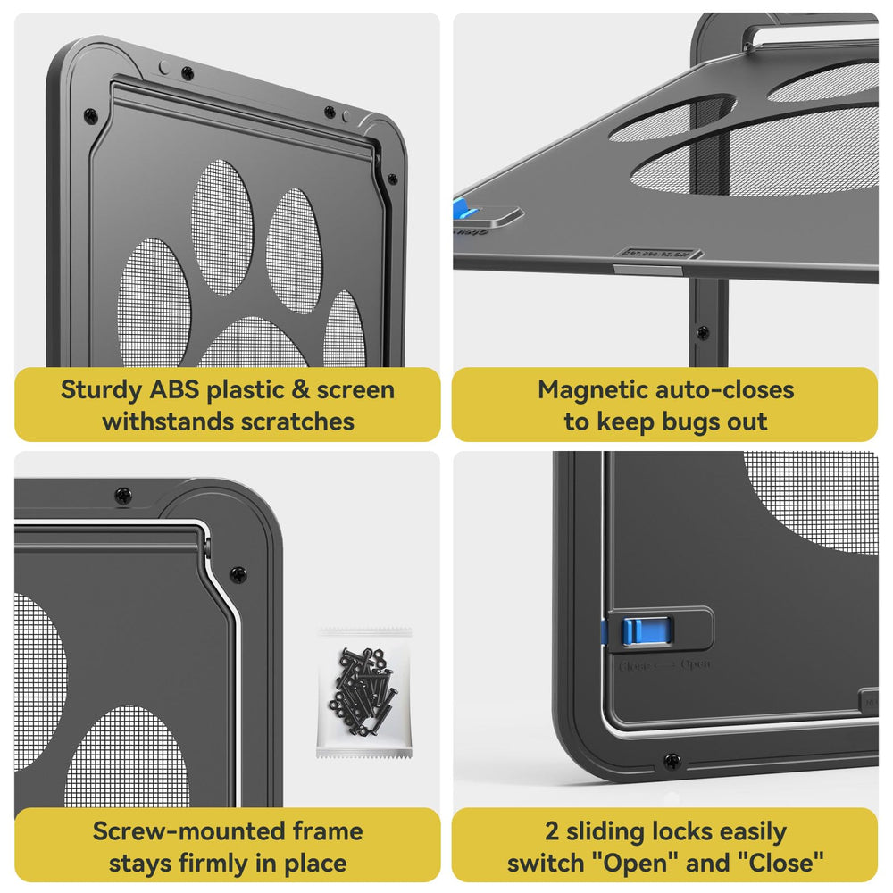 PETLESO dog door installation kit shown for quick setup.