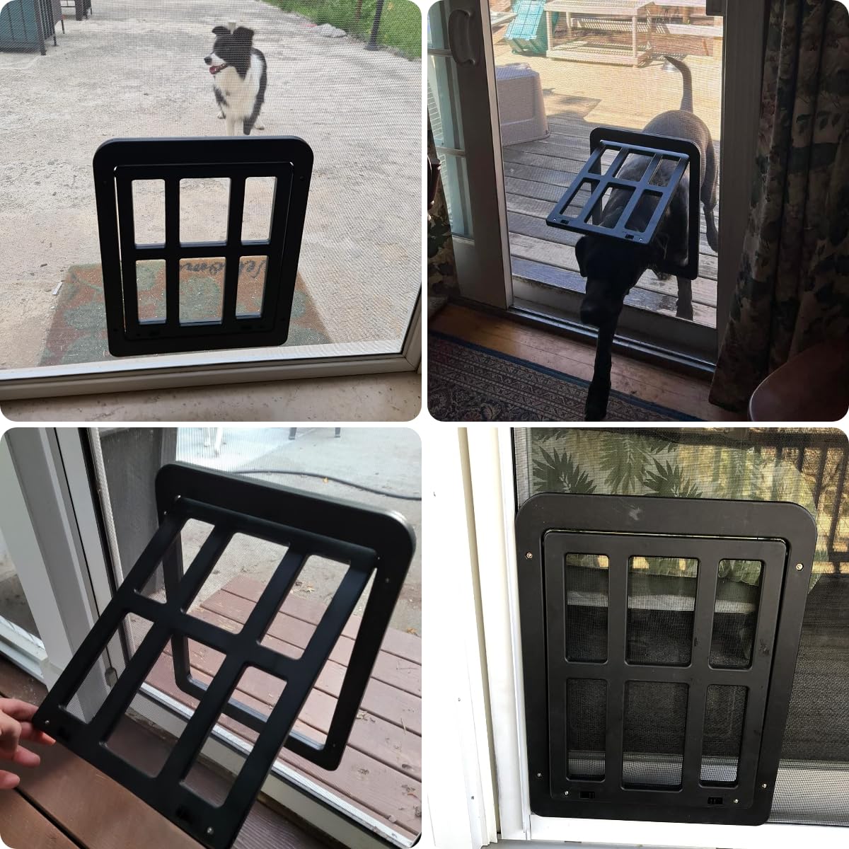 PETLESO dog door magnetic-closure flap keeps breeze out and pets moving.