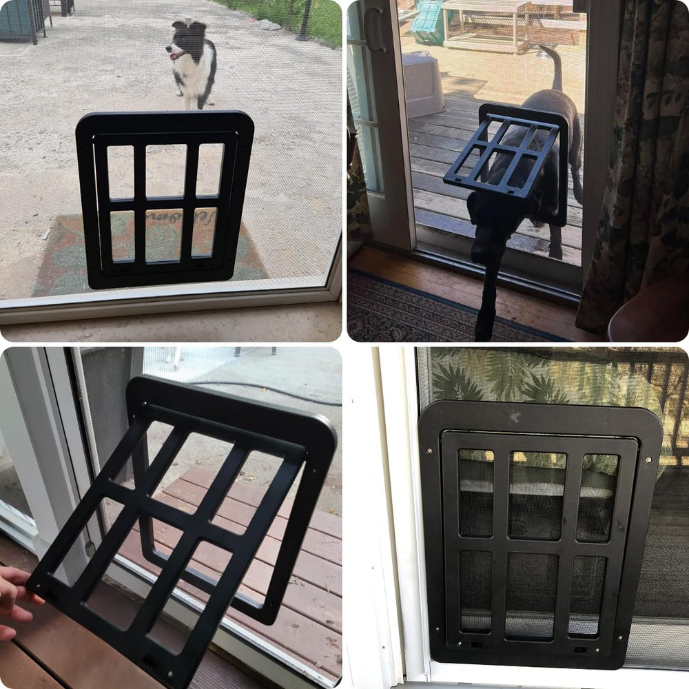 PETLESO dog door magnetic-closure flap keeps breeze out and pets moving.