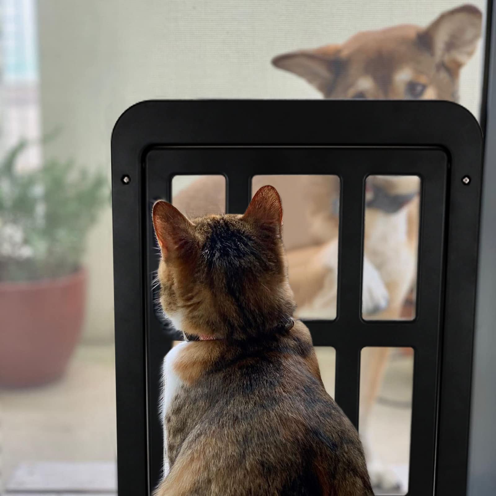 PETLESO dog door outer-frame 17.5x13.4 inch size fits sliding doors.