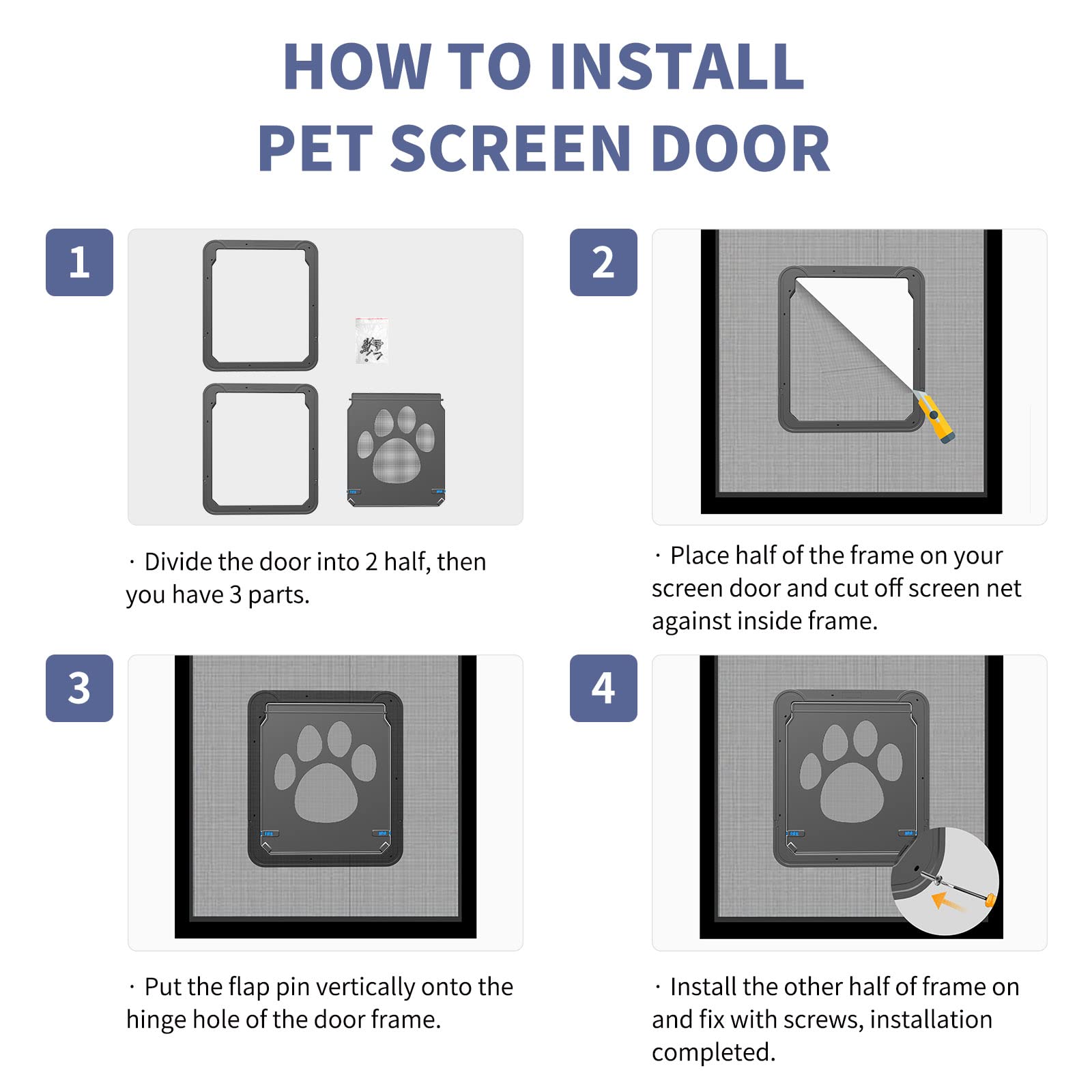 PETLESO dog door screen magnetic closure demonstrates auto-close flap