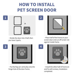 PETLESO dog door screen magnetic closure demonstrates auto-close flap