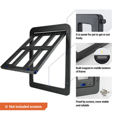 PETLESO dog door sturdy-plastic material resists sun and daily use.