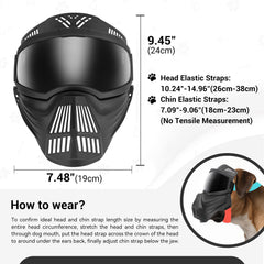 PETLESO dog goggles adjustable head and chin straps for secure fit