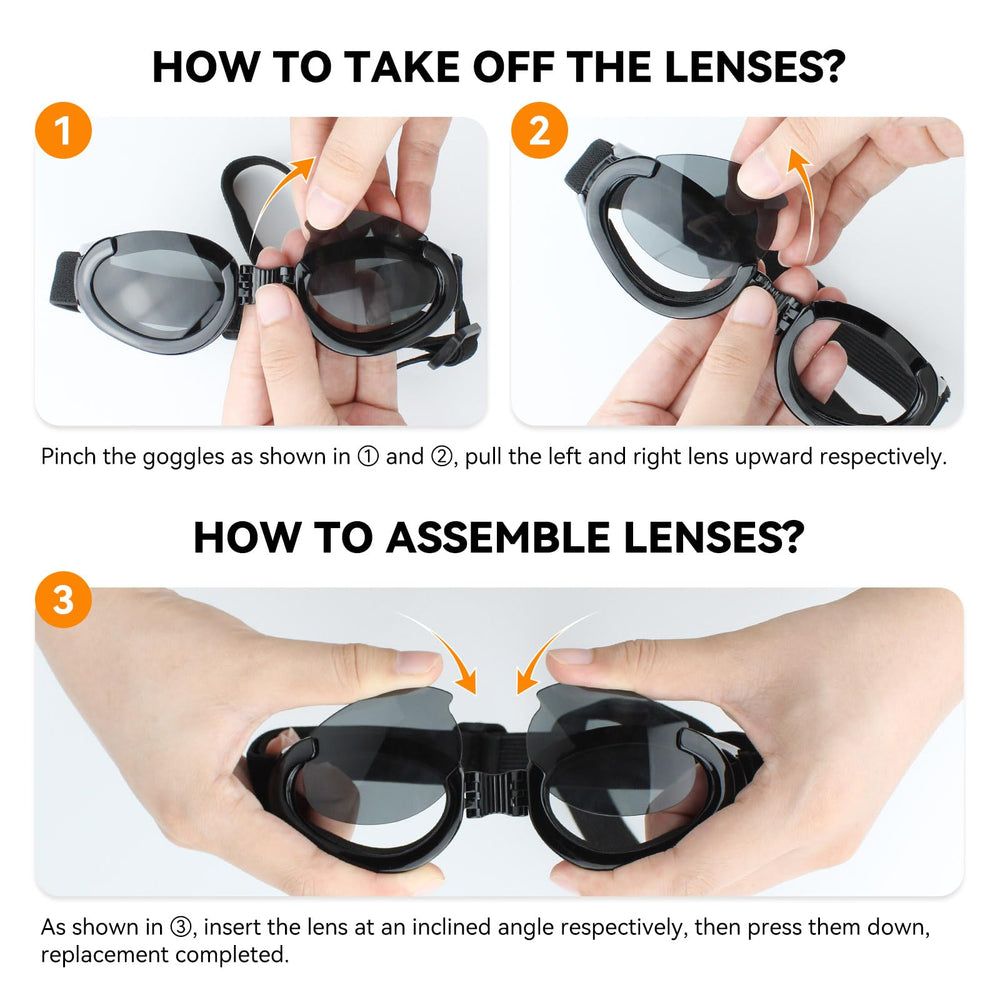 PETLESO dog goggles nose bridge foldable design for better fit