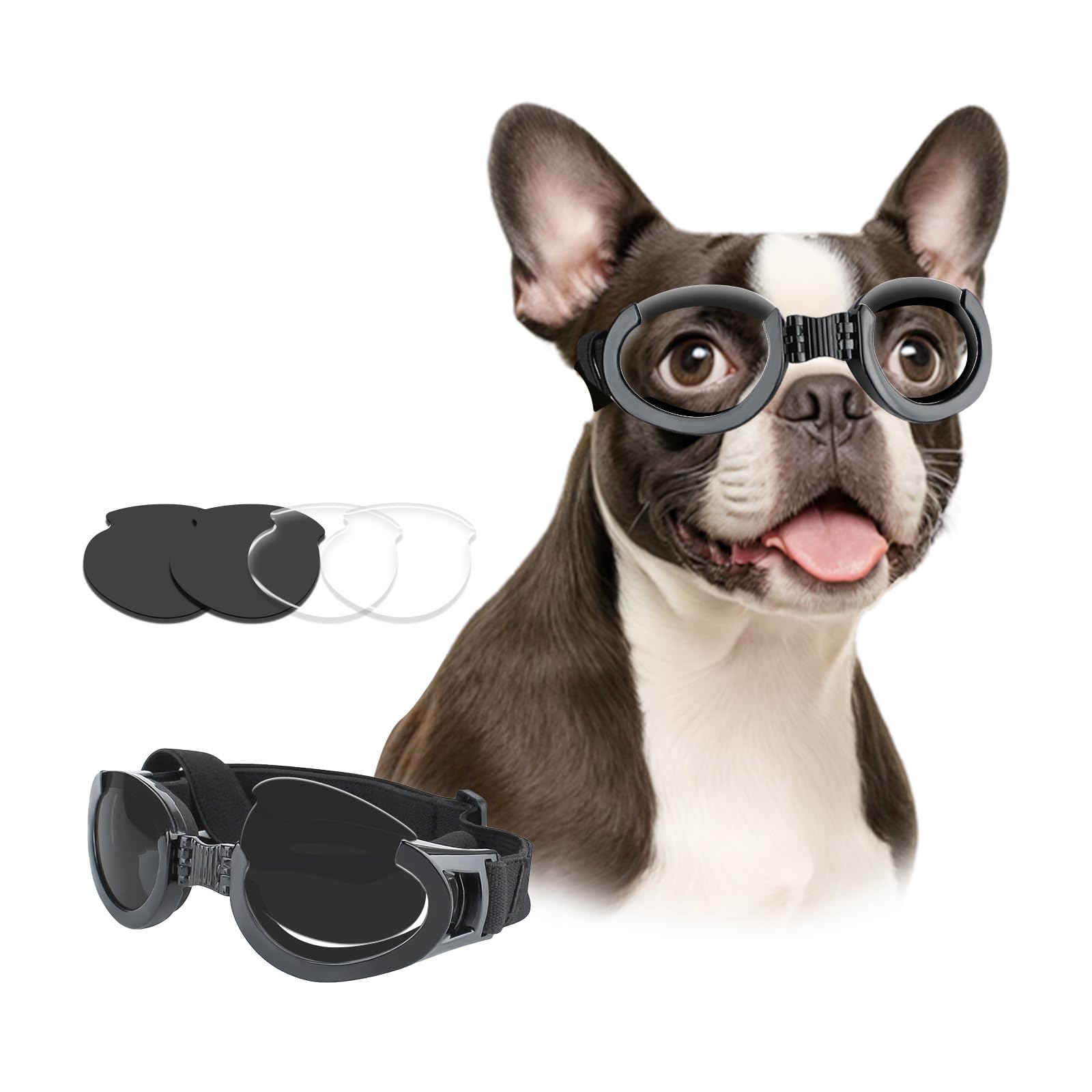 PETLESO dog goggles packaging highlights outdoor eye protection