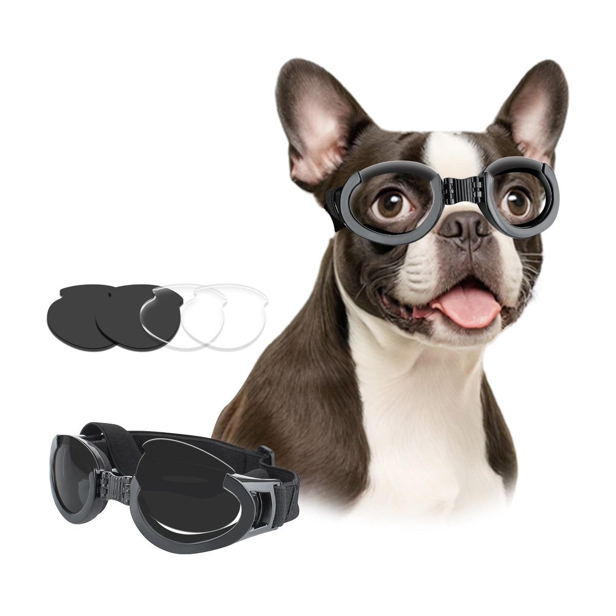 PETLESO dog goggles packaging highlights outdoor eye protection
