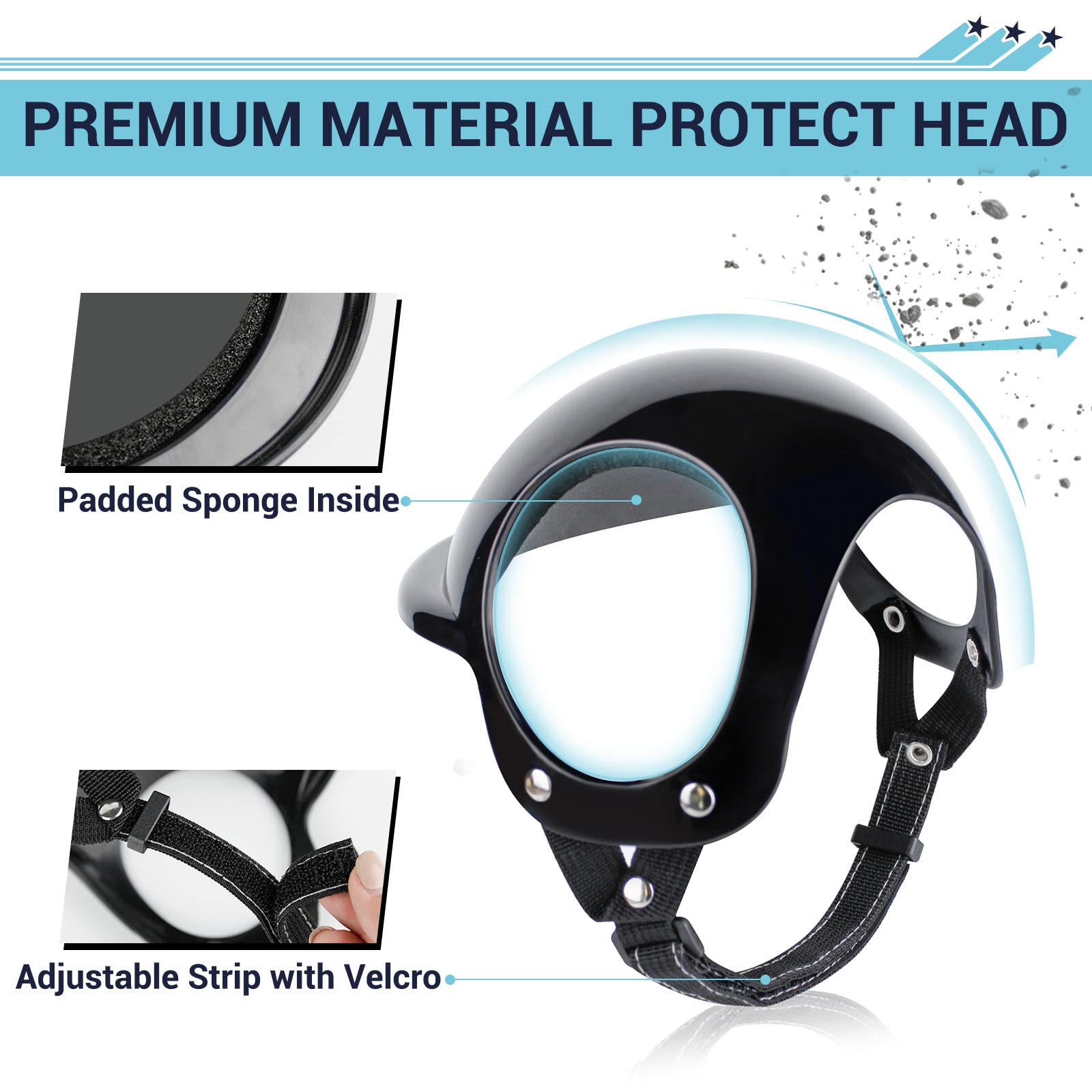 PETLESO pink helmet with ear holes secures a comfortable fit.