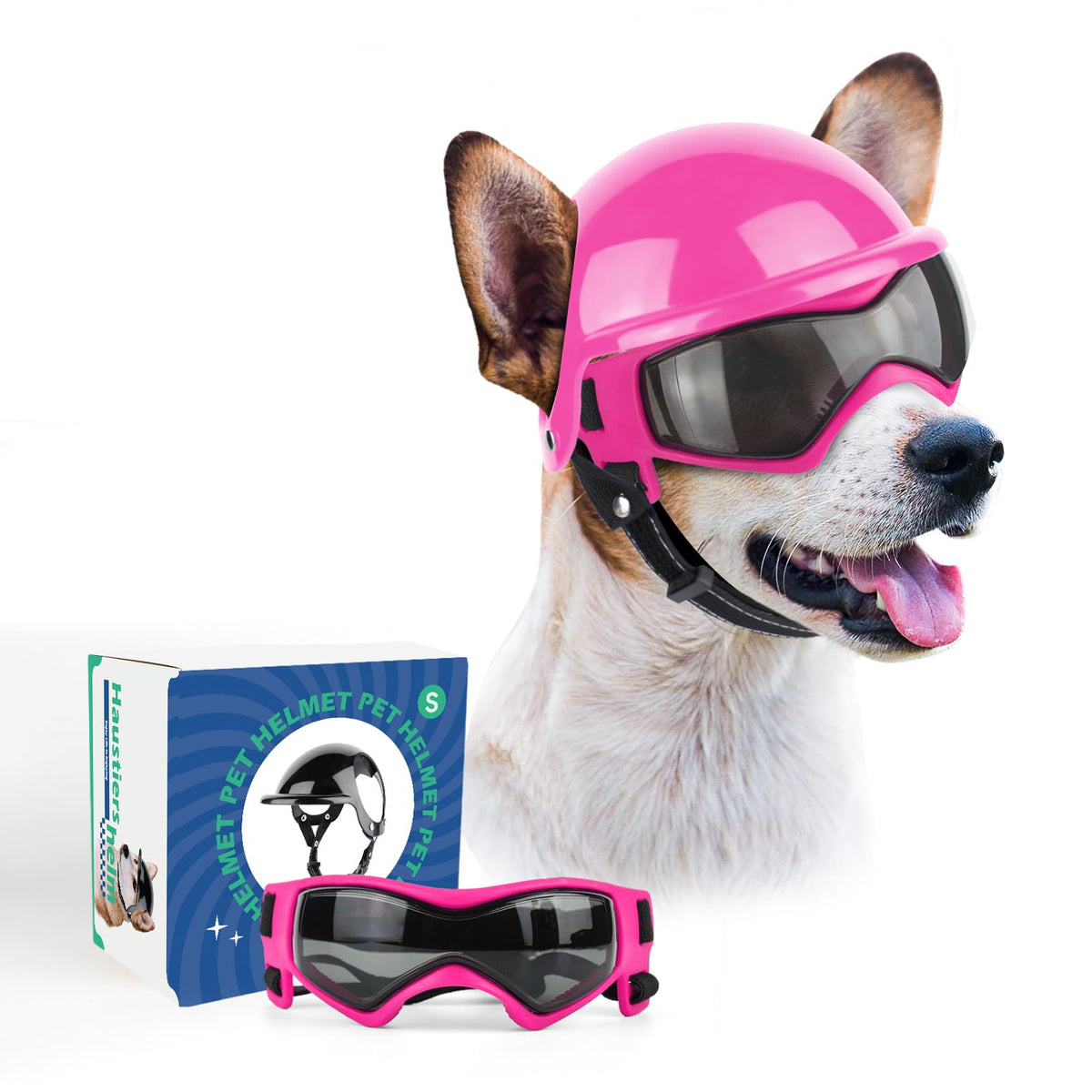 PETLESO dog helmet pink front view showing protective design for sunny walks