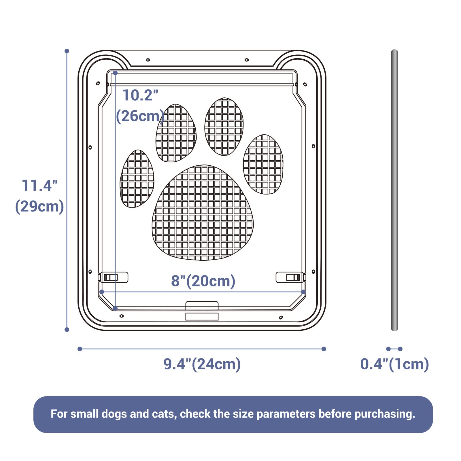 Petleso dog screen door in use by a small dog heading outdoors.