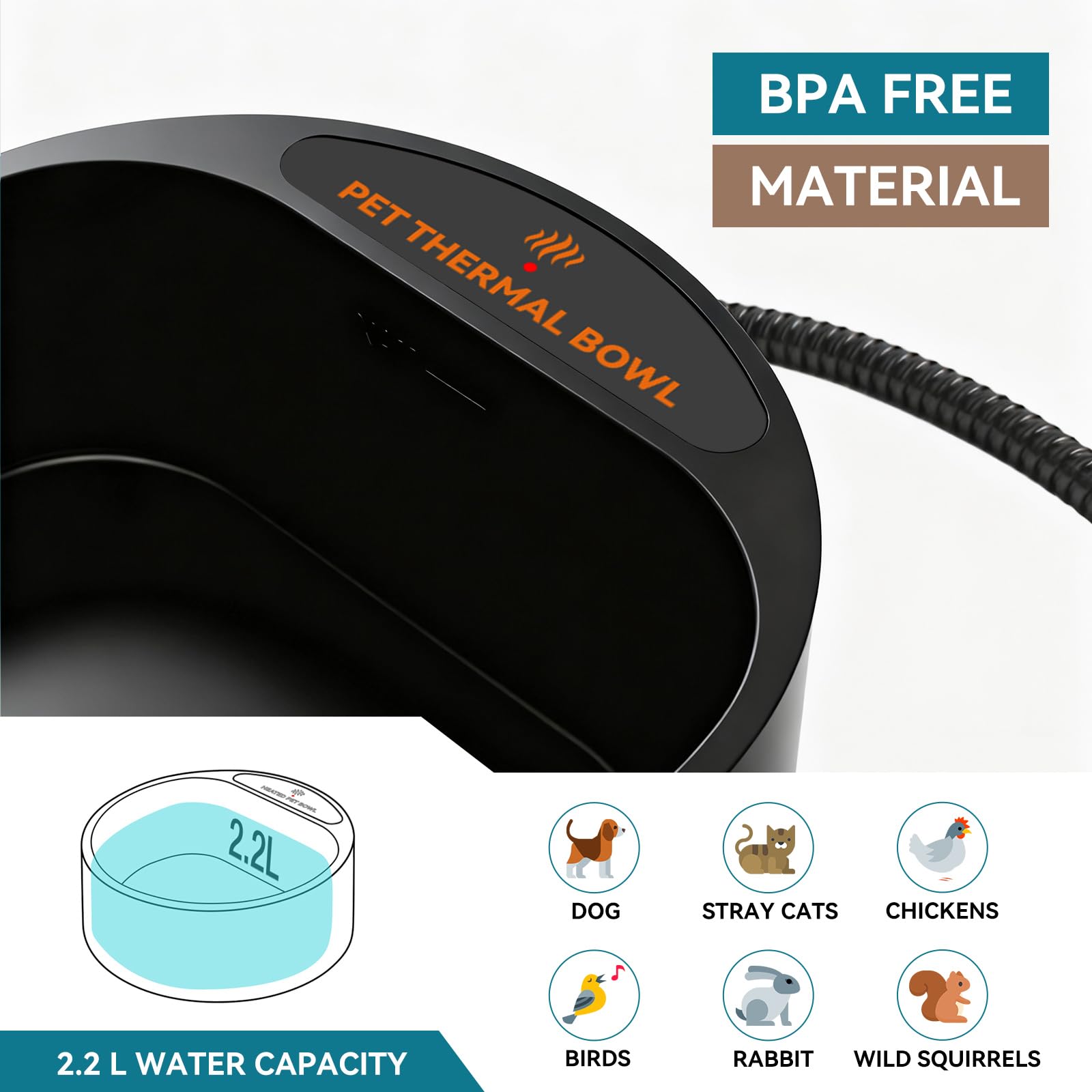 PETLESO Outdoor Heated Water Bowl in winter use with dogs and cats outdoors