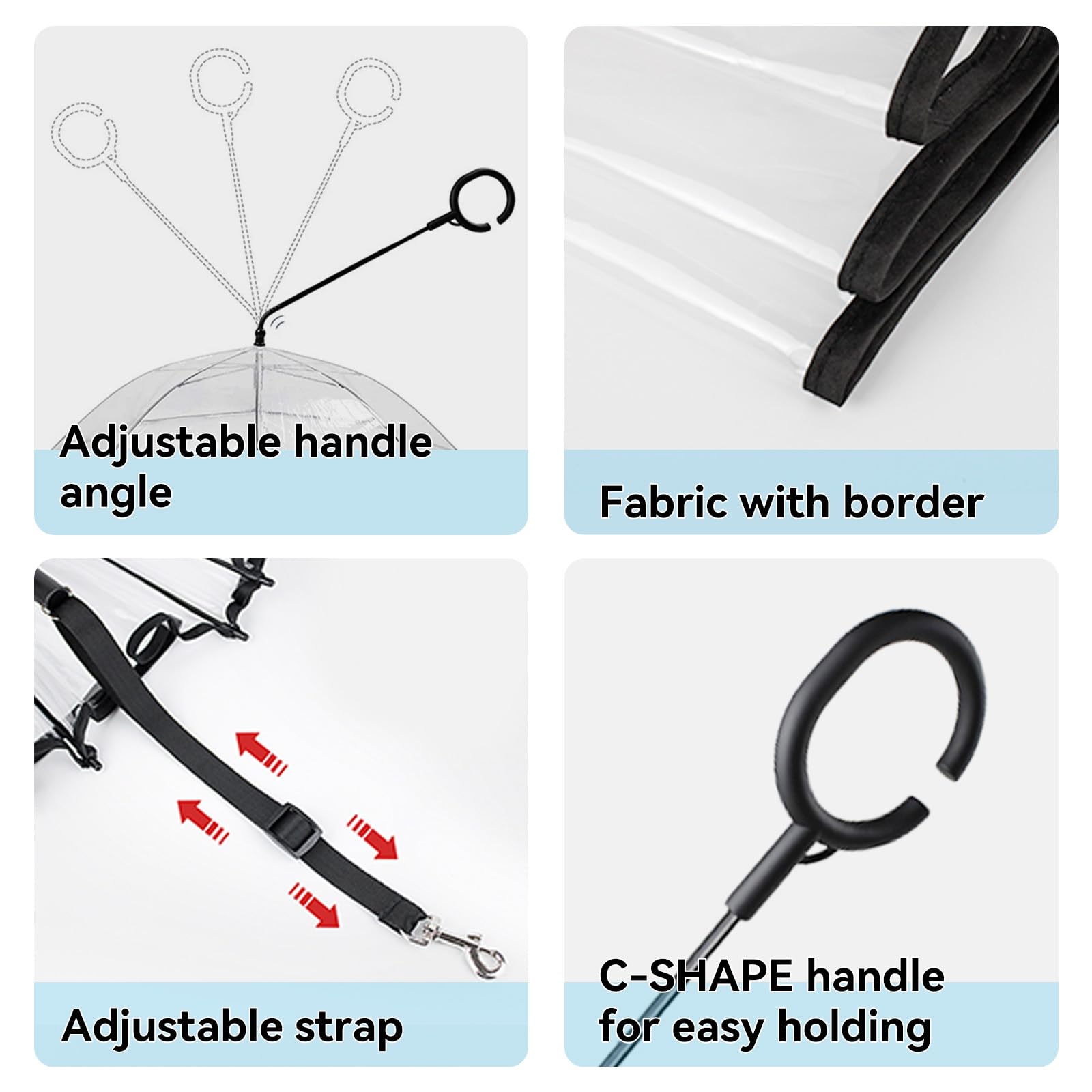 Petleso-umbrella-visibility-clear-fabric: offers full view of your pet while shielding from rain.