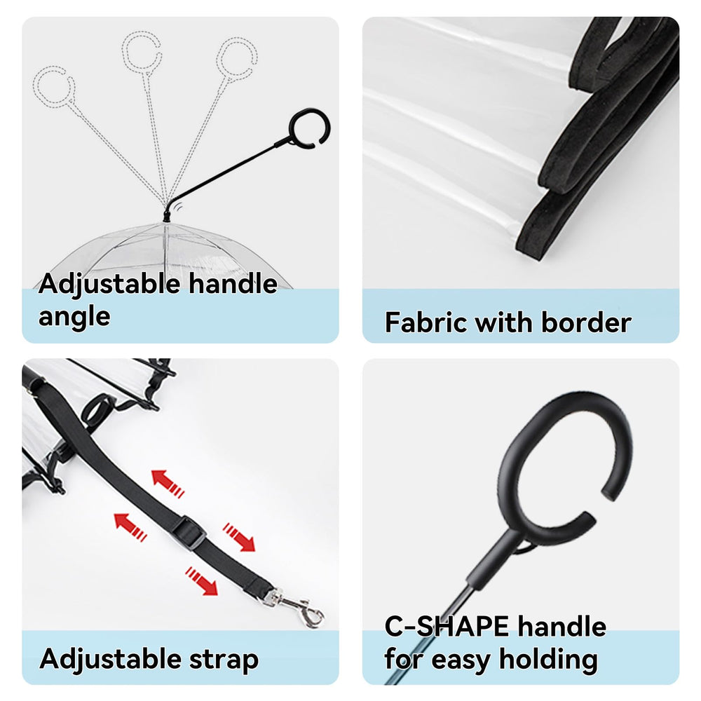 Petleso-umbrella-visibility-clear-fabric: offers full view of your pet while shielding from rain.