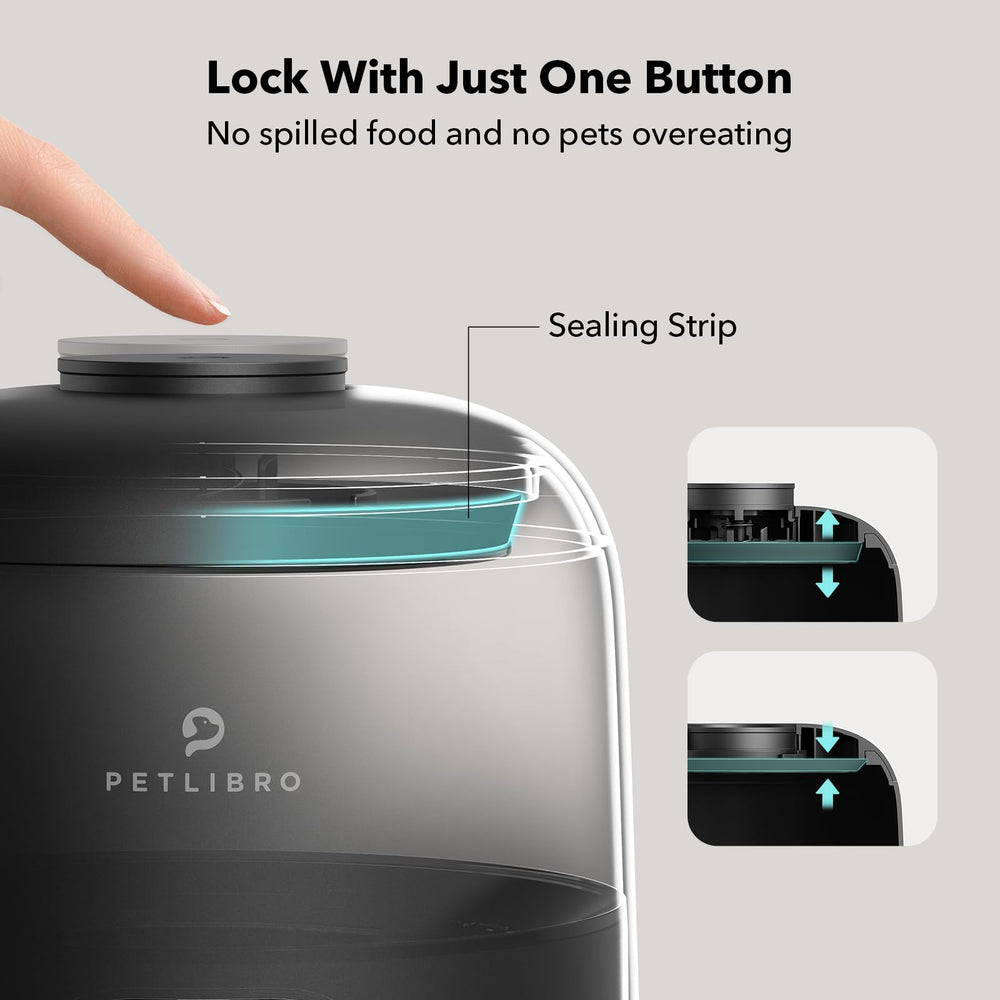 PETLIBRO AIR Timed Feeder with locking top lid prevents tampering.