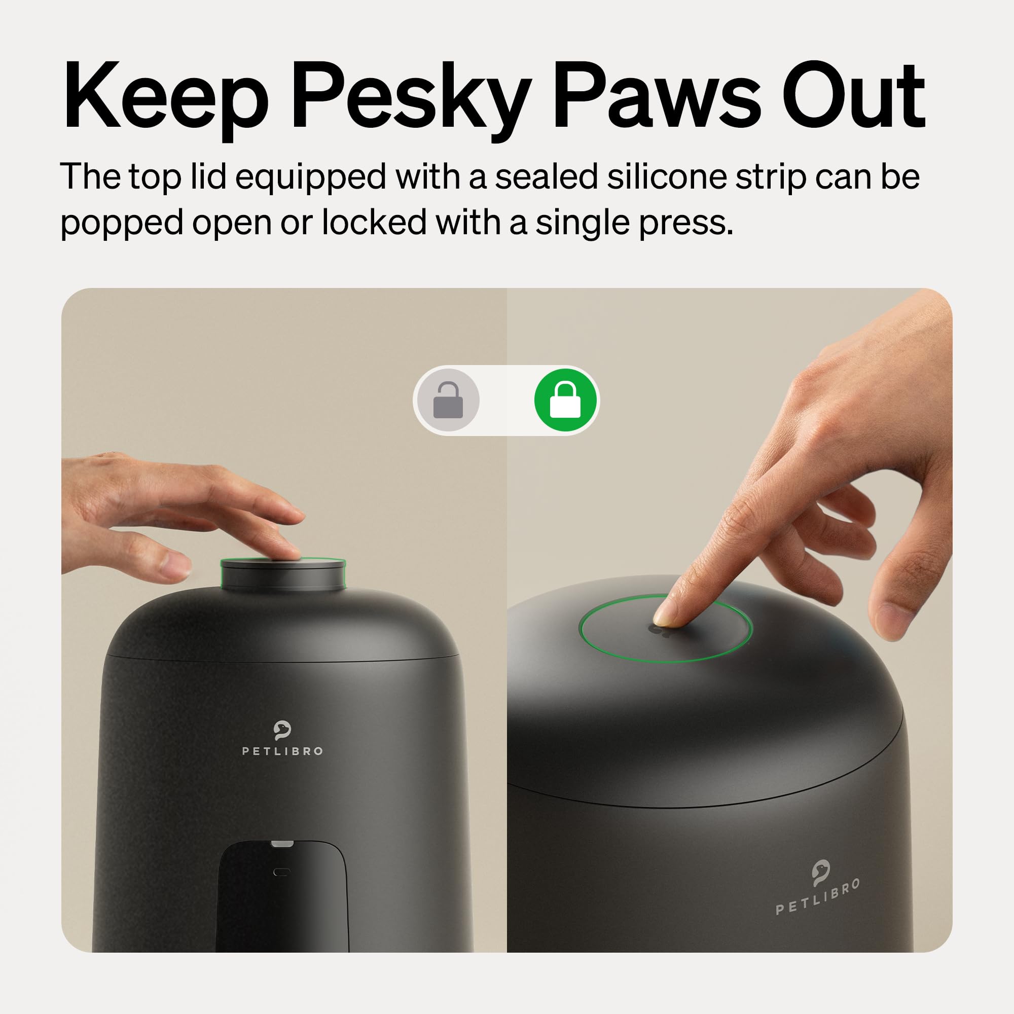 PETLIBRO automatic cat feeder battery compartment enables cordless placement anywhere