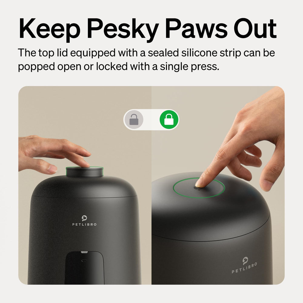 PETLIBRO automatic cat feeder battery compartment enables cordless placement anywhere