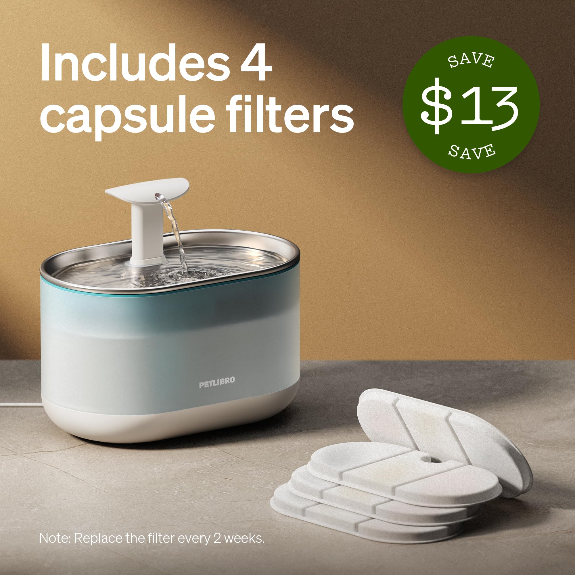 PETLIBRO 2.1L capacity with visible water level window