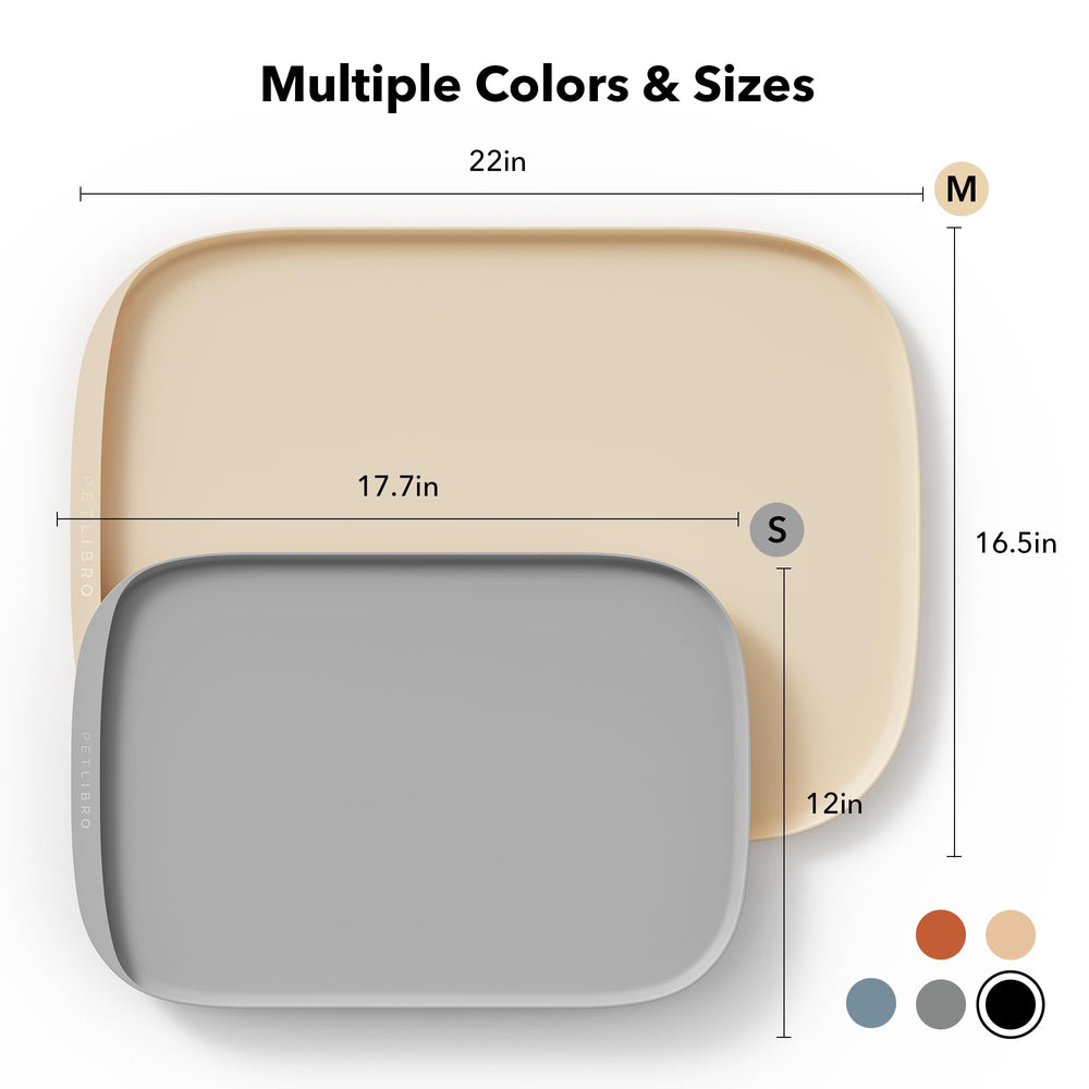 PETLIBRO Cove mat raised edge catches spills and splashes for neat floors.