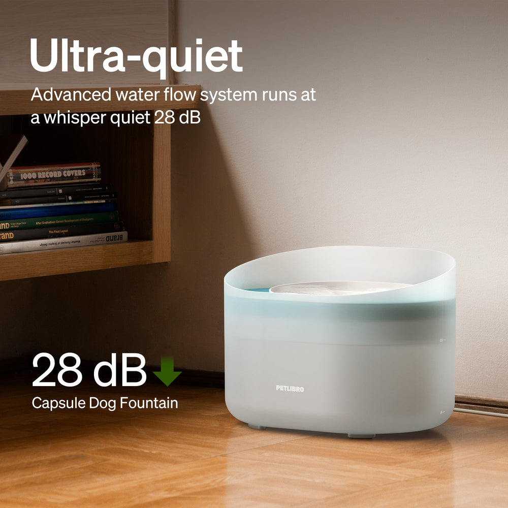 PETLIBRO dog water fountain low-mess design keeps floors dry with splash resistance.