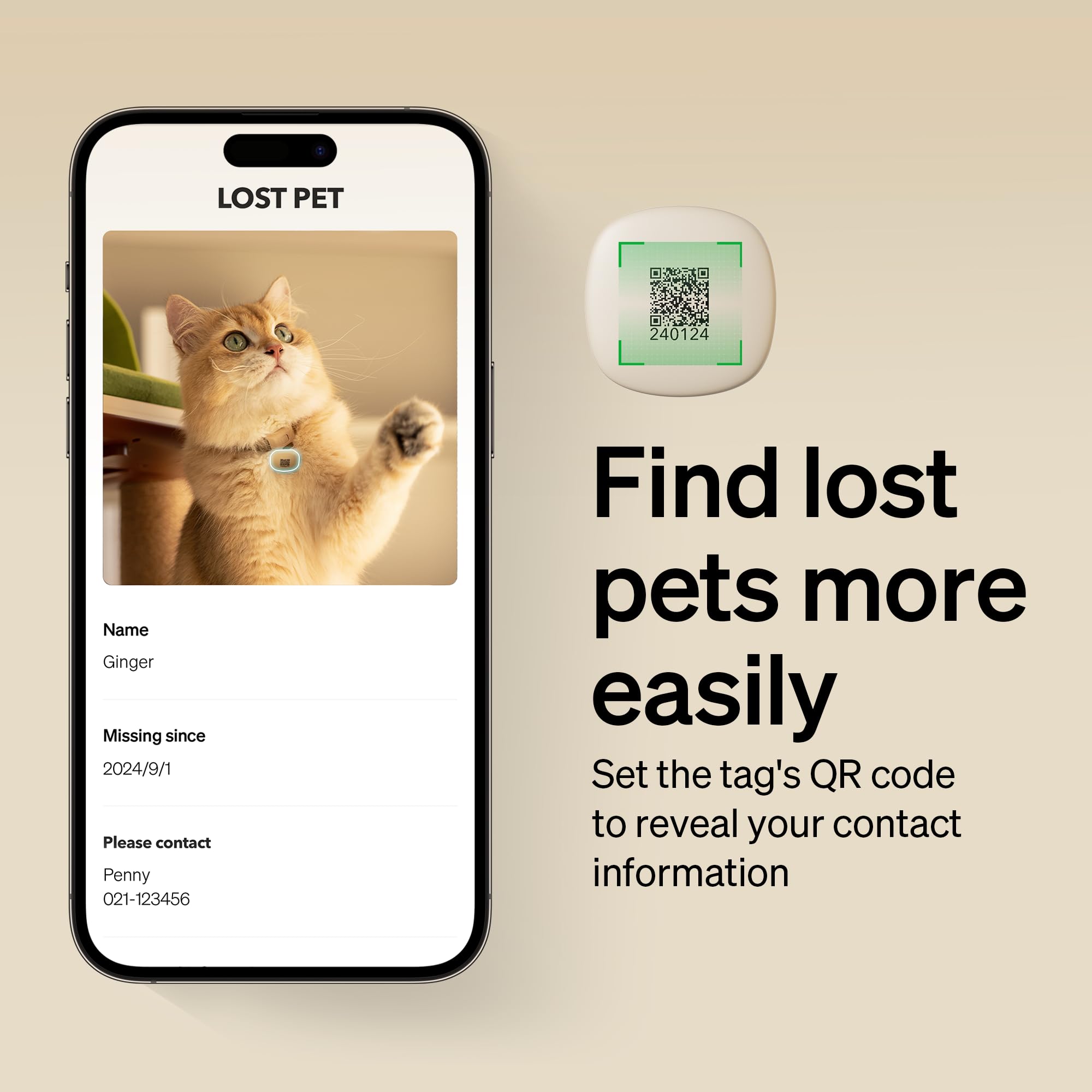 PETLIBRO lightweight 4.2g RFID tag resting on a cat collar for comfort.