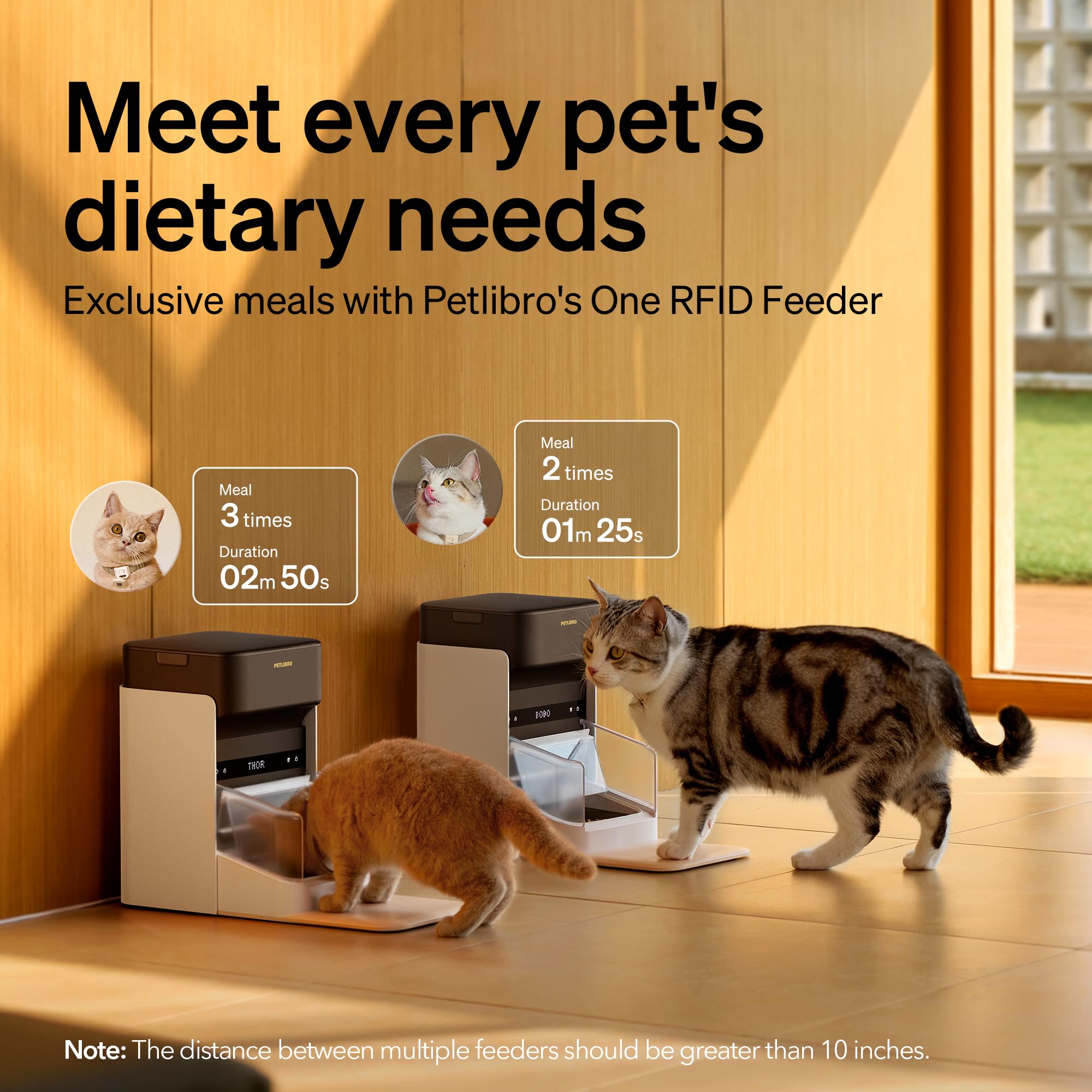 PETLIBRO single-pet system setup illustrating one collar and tag per pet.